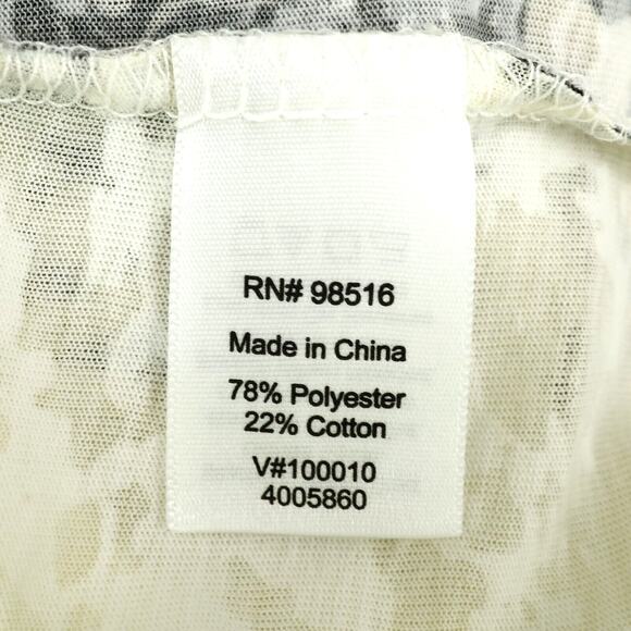 Coldwater Creek Top Womens Large Ivory Black Floral Sequin T-shirt Slub Knit - Picture 11 of 15